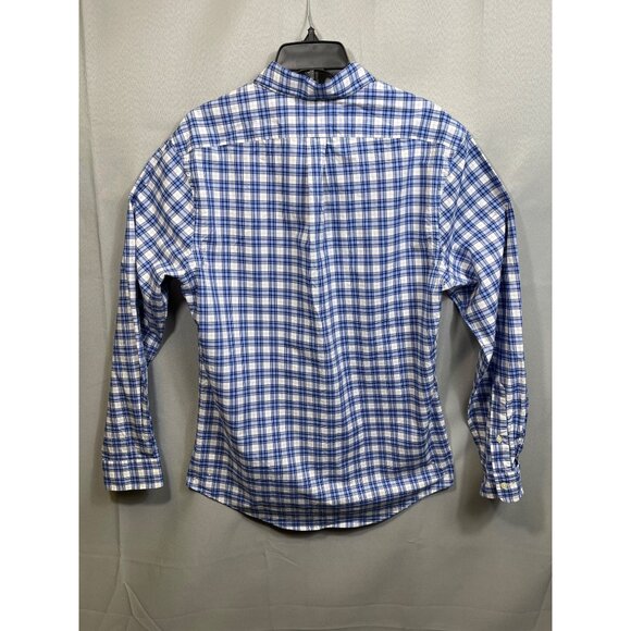 Ralph Lauren SKU 7540 Mens Blue and White Plaid Dress Shirt Size L - Picture 2 of 13
